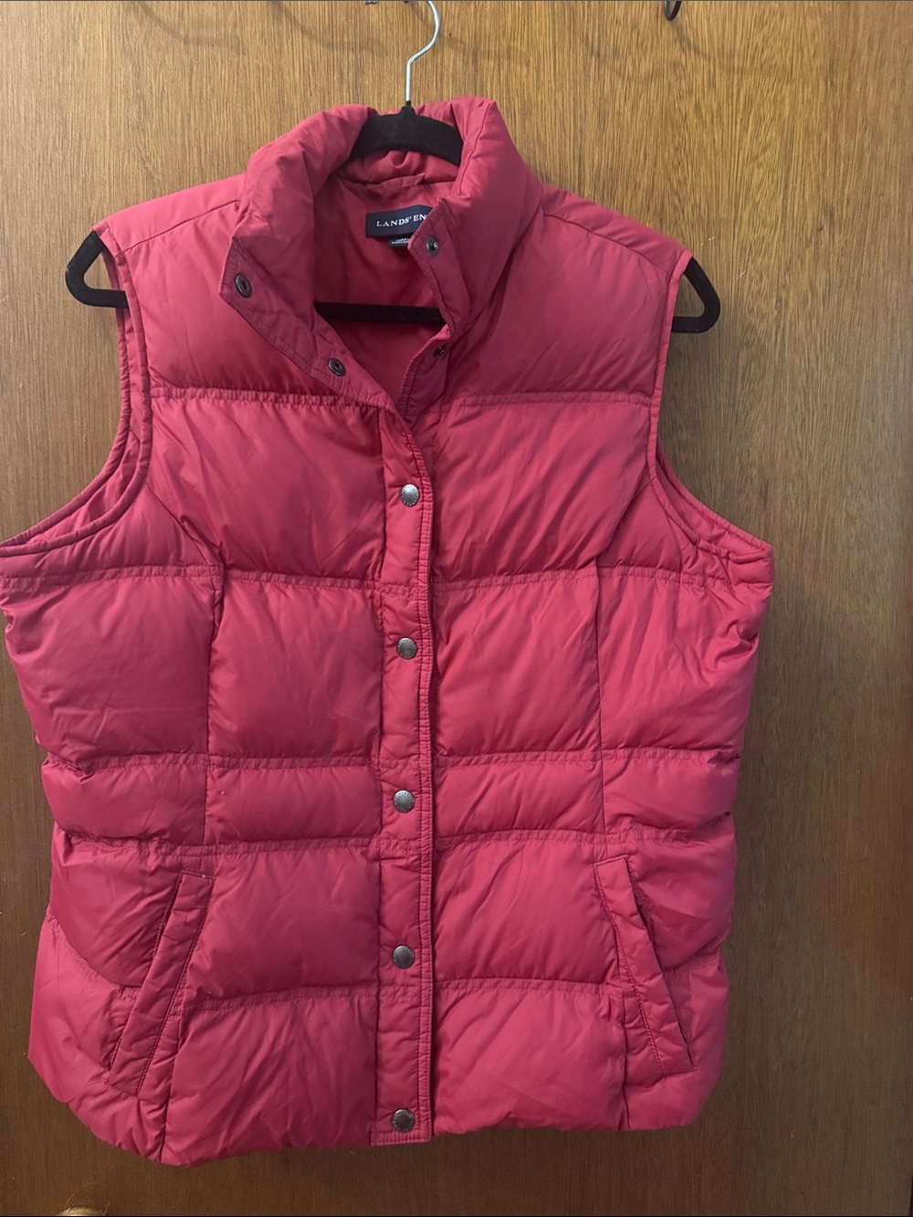 Lands' End Women's Coral-Red Quilted Puffer Vest